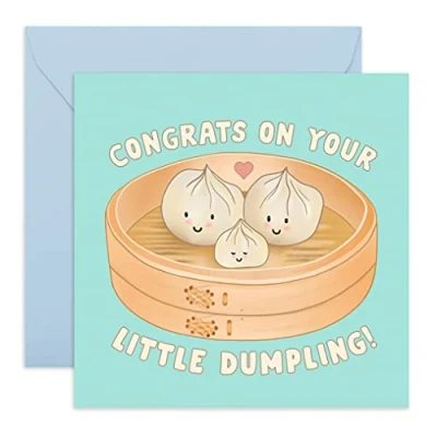 Image of Central 23 Cute New Baby Card &#039;Congrats On Your Little Dumpling&#039; Congratulations for Parents Boy or Girl Comes with Fun Stickers
