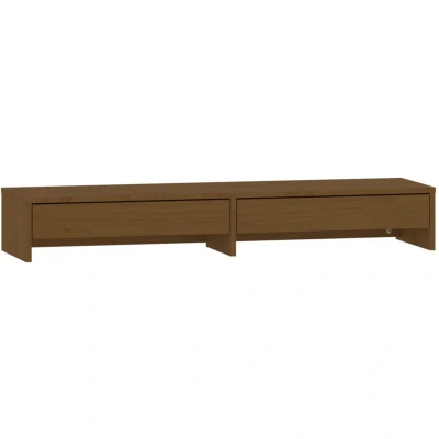 Image of vidaXL Monitor Stand Honey Brown 100x27x15 cm Solid Wood Pine