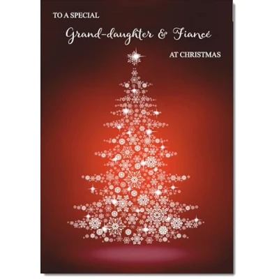 Image of doodlecards Granddaughter and Fiance Christmas Card Snowflake Tree Medium Size for &amp; with Plain Envelope