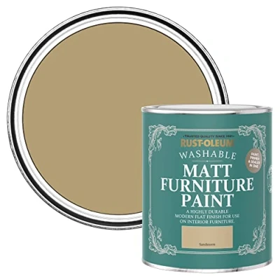 Image of Rust Oleum Yellow Furniture Paint in Matt Finish Sandstorm 750ml