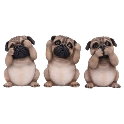 Image of Nemesis Now Three Wise Pugs 8.5cm, Resin, Fawn