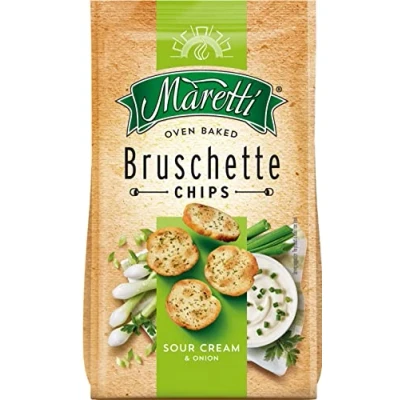 Image of Maretti Bruschette Sour Cream &amp; Onion Oven Baked Bread Snack 70g Each (Pack of 15)