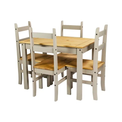 Image of Mercers Furniture Corona Grey Wax Budget Dining Table and 4 Chairs