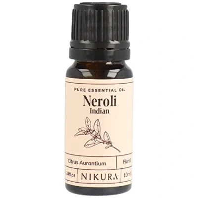 Image of Nikura Neroli (Indian) Essential Oil 10ml 100% Pure Natural Oils Perfect for Aromatherapy, Diffusers, Soap Making, Candle Making Great Skin, Headache Relief Vegan &amp; UK Made