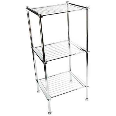 Image of Organize It All 3 Tier Chrome Freestanding Bathroom Storage Shelf