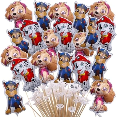 Image of Toyland® Pack Of 20 Assorted Paw Patrol Character Mini Balloons Sticks And Cups Included Birthday Party Decorations
