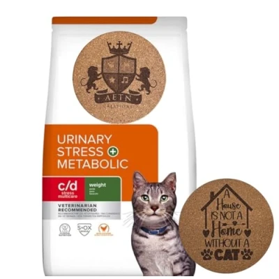 Image of AETN Creations Diet C/D Metabolic Urinary Stress Cat Pack 3kg Dry Food plus Treat, Support Care and Weight Management