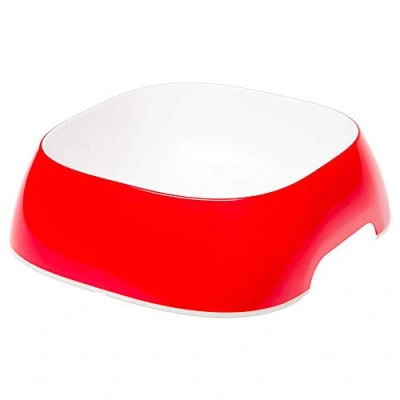 Image of Ferplast Glam Dog Bowls Fashionable, Non Slip Plastic Food Bowl and Water Bowl, Easy to Clean, 1,2 Liter, Red