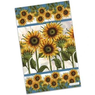 Image of Caroline Cleave Sunflowers Cotton Tea Towel Printed in the UK