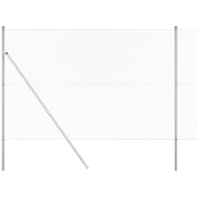 Image of vidaXL Chain Link Fence with 7 Posts 1.6x10 m Galvanised Steel