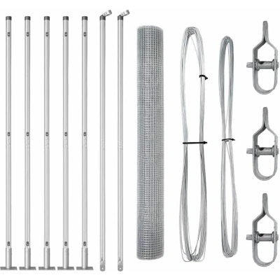 Image of vidaXL Welded Wire Fence with 7 Flanged Posts 1.2x10 m Galvanised Steel