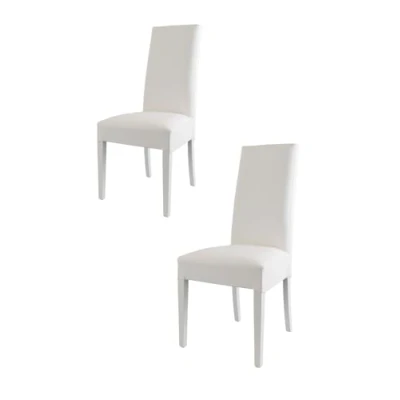 Image of Tommychairs Set of 2 chairs LUISA suitable for kitchen, dining room and restaurant, structure in wood beech painted white an upholstered seat covered artificial leather colour