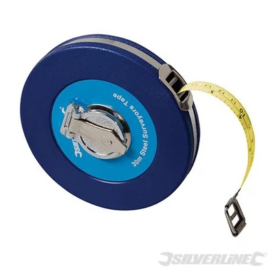Image of Silverline Steel Surveyors Tape 30m / 100ft x 13mm