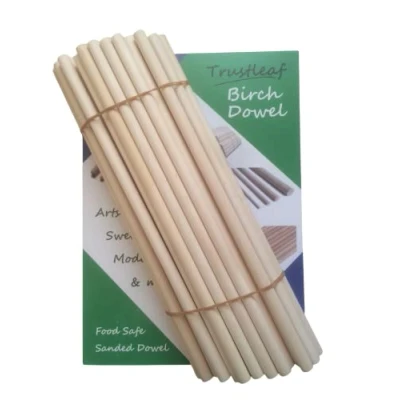 Image of Trustleaf 10mm x 30cm Birch Hardwood Wooden Dowels (50 Dowels)