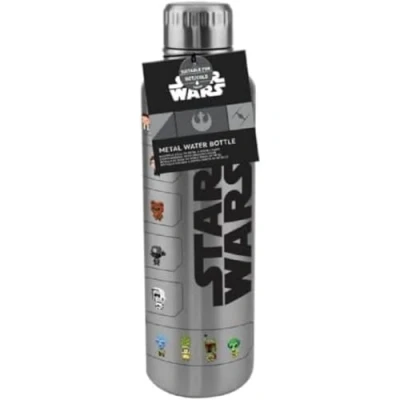 Image of Paladone Star Wars Official Licensed Metal Water Bottle, Gamer and Comic Series Fan Decor Gift, Disney Desk Accessory for All Ages, Collectors Drinkware with Movie Characters