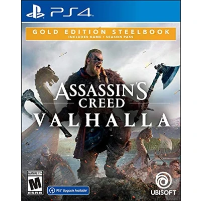 Image of Assassin’s Creed Valhalla PlayStation 4 Gold Steelbook Edition with free upgrade to the digital PS5 version