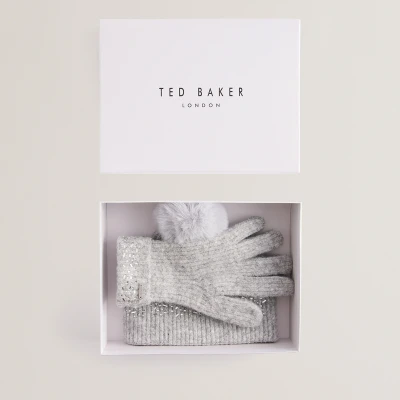 Image of Ted Baker Keriis Ribbed Knit Hat And Gloves Set