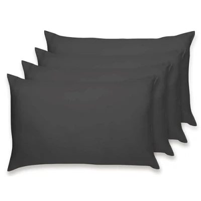 Image of Rayyan Linen 4 Pack Pillow Cases 100% Egyptian Cotton 200 Thread Counts 50 x 75 cm (Charcoal Grey)