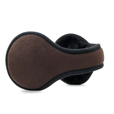 Image of Winter Men Earmuffs, Big Size Foldable Polar Fleece Ear Warmers Women Adjustable Muffs for Outdoor Activities (Brown)