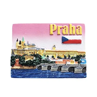 Image of Prague Czech 3D Refrigerator Magnet Souvenirs Handmade Resin Magnetic Stickers Home Kitchen Decoration,Prague Fridge Collection Gift
