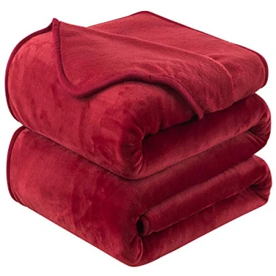 Image of HOZY Baby/Adult Fleece Blanket, 200 x 220 cm, Soft and Warm, Microfiber Polyester, Bedspread, Sofa Throw, Velvet Effect, Easy to Clean, Red