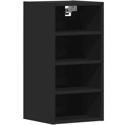 Image of vidaXL Hanging Cabinet Black Engineered Wood, 30x29.5x60 cm Kitchen Wall Mount Unit, Modern Stylish Storage Solution