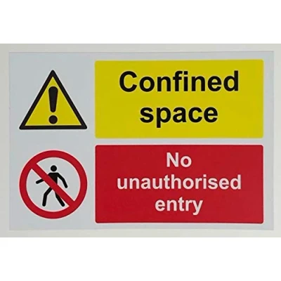 Image of Confined space no unauthorised entry sign 3mm Aluminium 300mm x 200mm