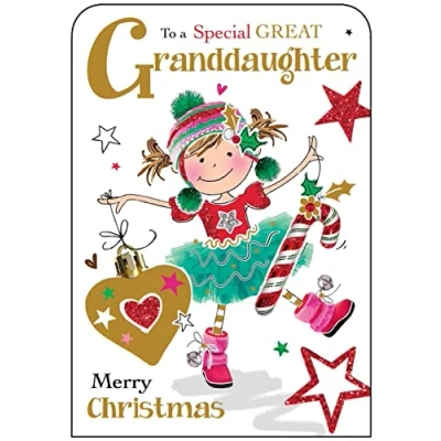 Image of Jonny Javelin Special Great Granddaughter Merry Christmas Card Candy Stick