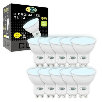 Image of CLAR LED spotlight, GU10 LED, bulb, spotlight 6000K, 9W (Pack of 10)