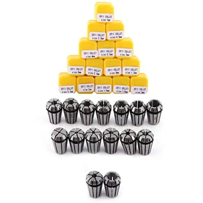 Image of 15Pcs of 1Set Collet, ER11 Spring Collet Chuck for CNC Engraving Machine &amp; Milling Lathe Workholding Tool 1mm, 1.5mm, 2mm, 2.5mm, 3mm, 3.5mm, 4mm, 4.5mm, 5mm, 5.5mm, 6mm, 6.5mm, 7mm, 1/8&quot;,1/4&quot;
