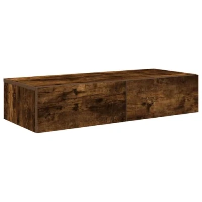 Image of vidaXL Wall Shelf with Drawers Engineered Wood/Brown 80x33x17 cm for Living Room/Bedroom