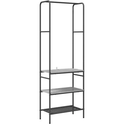 Image of vidaXL Clothes Rack with Shelves Grey sonoma Engineered wood