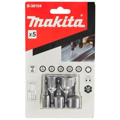 Image of Makita B 39154 Socket Spanner Set 1/4 Inch 5 Piece SW6 SW13 Magnetic 50 mm Long