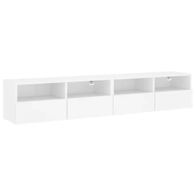 Image of vidaXL White TV Wall Cabinets Mounted Floating Media Units with Shelf Engineered Wood Construction for Living Room