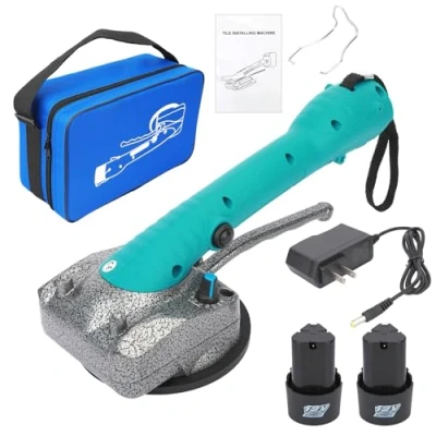 Image of Calager Cordless Tile Vibration Leveling Machine,Electric Handheld Suction Vibrator,Battery Powered Tiling Machine Tool with 5 Adjustable Speed,45kg Adsorption Capacity (Green)