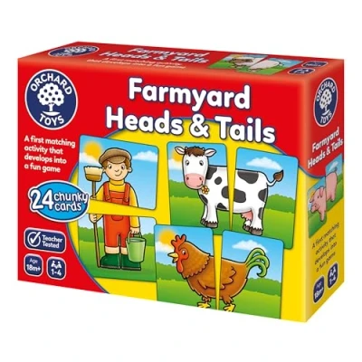 Image of Orchard Toys Farmyard Heads &amp; Tails Game Matching Pairing Memory Educational Toddler and Games for Boys Girls 18 Month Old+ Early Years Animal Pairs/Snap Cards 1 4 Players