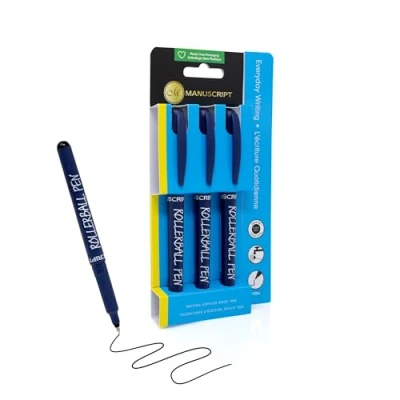 Image of MANUSCRIPT Rollerball Pens (Pack of 3) (Black)