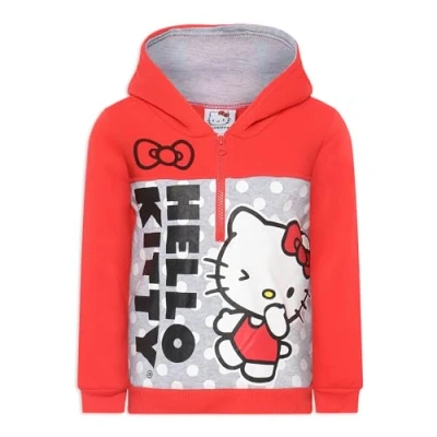 Image of Hello Kitty Sanrio Girls Half Zip Up Hoodie for Toddlers, Little and Big Girls, Red, 3 Years