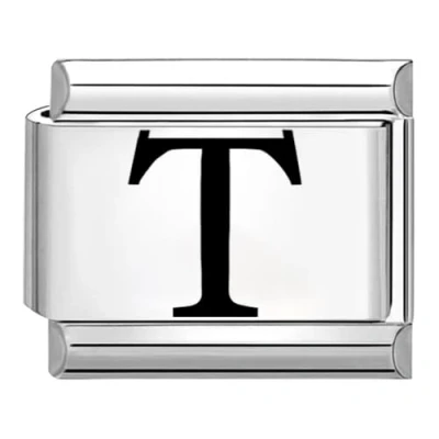 Image of Quiges 9mm Italian Style Charm Link Module Stainless Steel Laser Alphabet Letter T for Bracelets