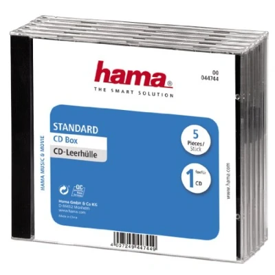 Image of Hama CD Jewel Case Pack of 5 Transparent/Black