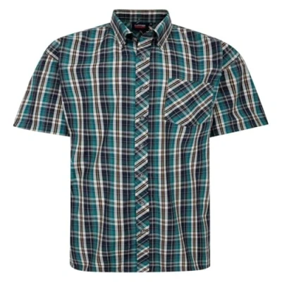 Image of Espionage Short Sleeve Check Shirt for Men in Green, 7XL