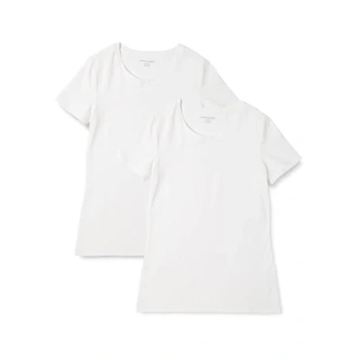 Image of Amazon Essentials Women&#039;s Classic Fit Short Sleeve Crewneck T Shirt, Pack of 2, White, XL