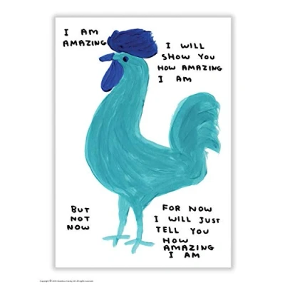 Image of Official David Shrigley Funny Humorous &#039;I Am Amazing&#039; Postcard Sold by Brainbox Candy