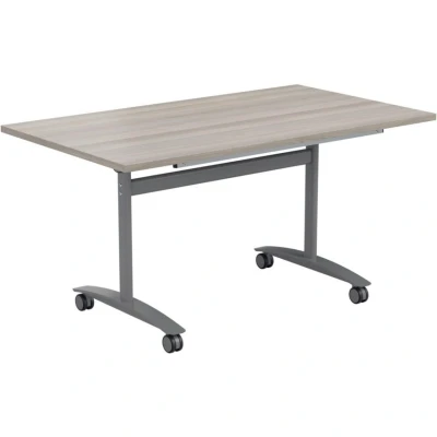 Image of Tilting Table 1200 X 800 Grey Oak Top and Silver Legs OTT1280SVGO