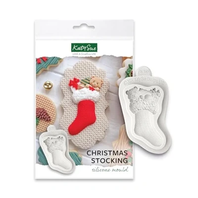 Image of Katy Sue Christmas Stocking Silicone Mould for Cake Decorating &amp; Clay Crafts. Use with Fondant Air Drying from Moulds
