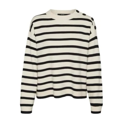 Image of Vero Moda SABA Oneck Button NOOS Jumper, Women&#039;s, Size: Large, Birch/black