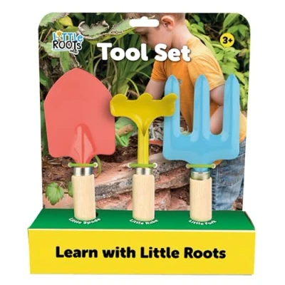 Image of Little Roots 3 Piece Tool Set, Childrens Gardening Tools, Hand Trowel, Fork and Rake, Outdoor Tools for Ages 3+