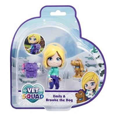 Image of Vet Squad pet Assortment Emily &amp; Brooke The Dog, 3 Inch Articulated Figure with and Accessories