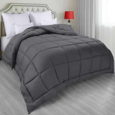 Image of Utopia Bedding All Season Down Alternative Bed Comforter King Size Duvet Insert, Grey with Corner Tabs, Machine Washable