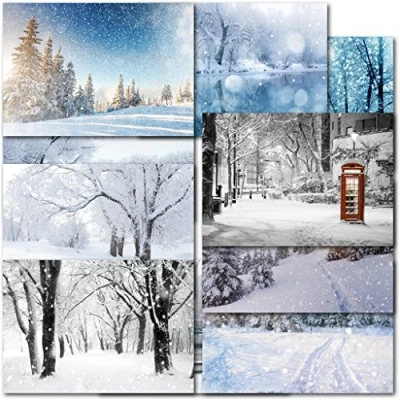 Image of doodlecards Pack of 10 Mixed Snow Scenes Box Premium Christmas Cards. Printed in UK, Quality &amp; 100% Recyclable.